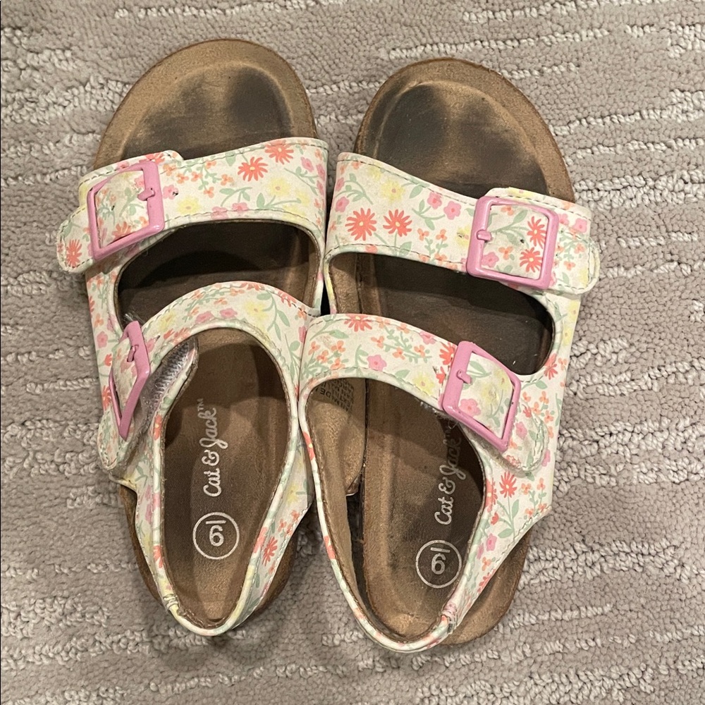 *5 for $20* Cat & Jack Floral Sandals with Pink Buckles